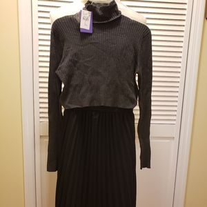Seraphine 2 piece grey sweater,black pleated skirt